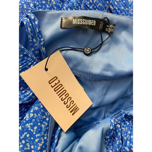 Missguided NWT Blue Floral Strappy Mini‎ Dress Size 4 - Picture 2 of 7